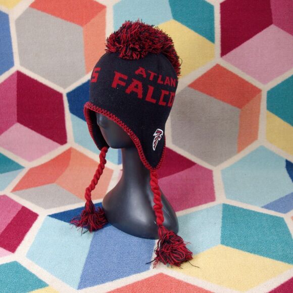 NFL Team Apparel Youth Atlanta Falcons Mohawk Knit Trapper Hat One Size - Picture 1 of 5